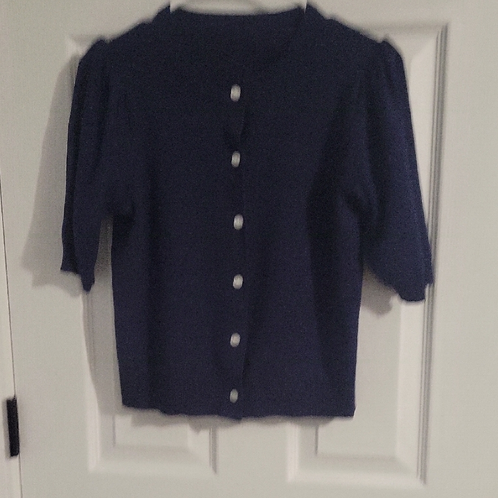Source Unknown Navy Blue Button-Up Top